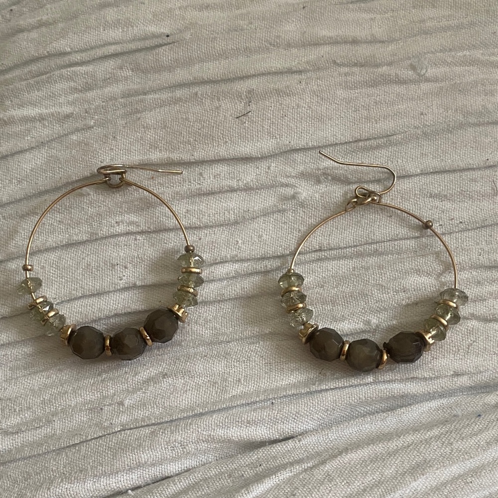 Elegant Gold and Brown Hoop Earrings